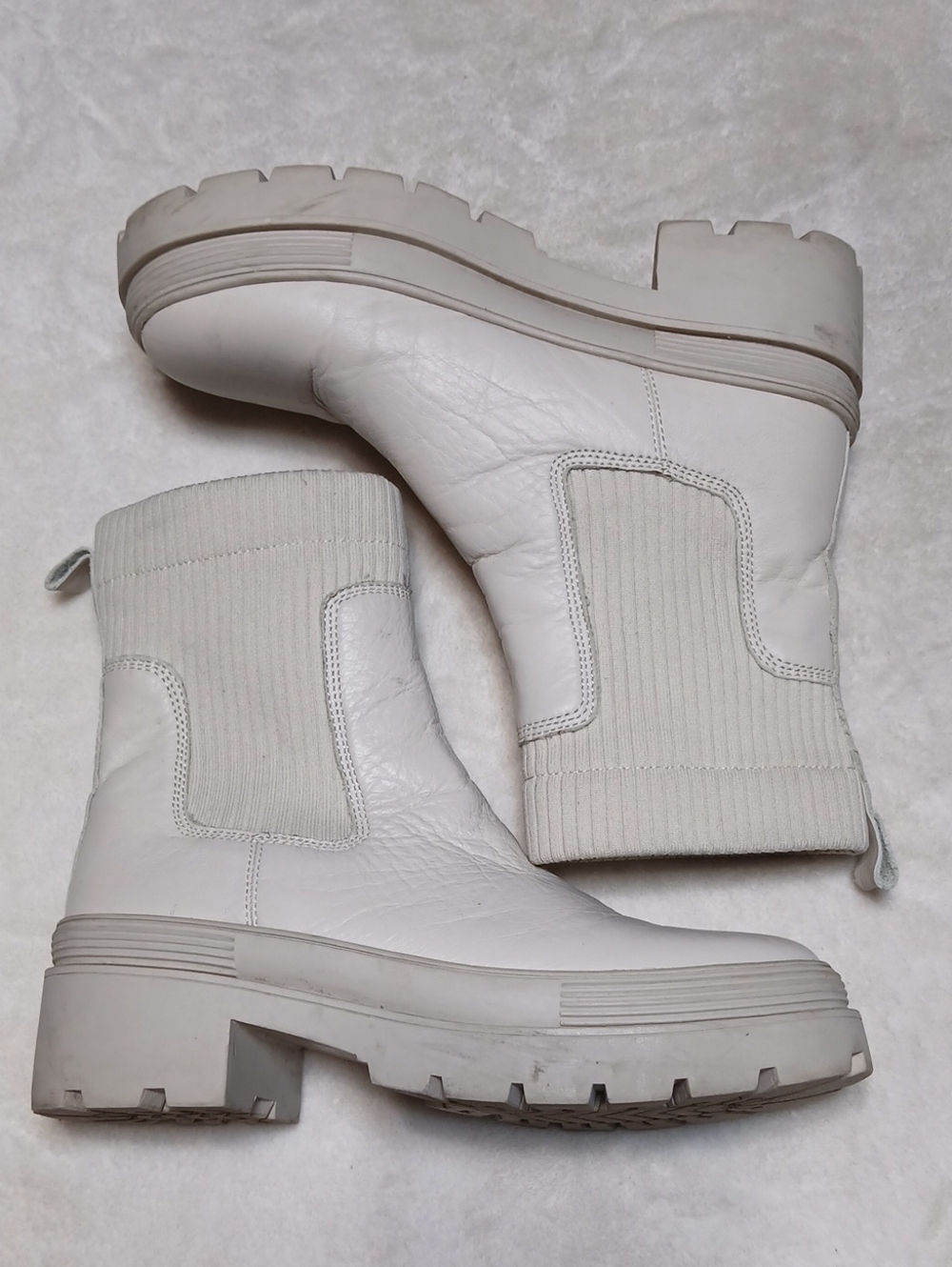 Vintage Havana Cream Chunky Chelsea Ankle Boots Size 9